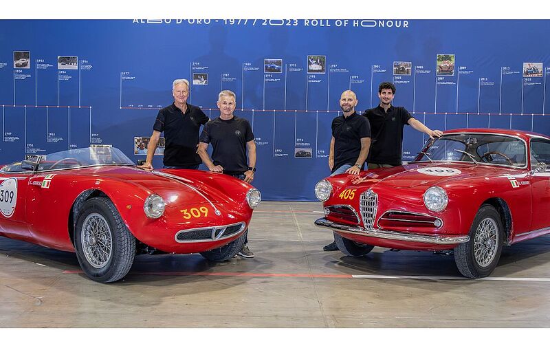 DTM-Champion Nicola Larini im Alfa Romeo: Oldtimerrallye Mille Miglia ist gestartet